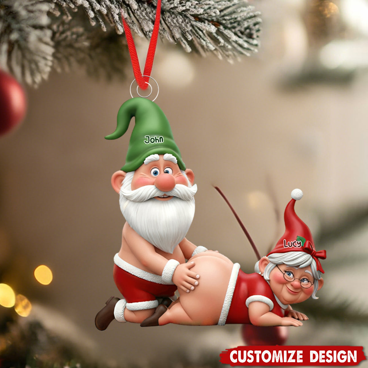 Naughty Old Couple Ornament - Personalized Gifts For Couple