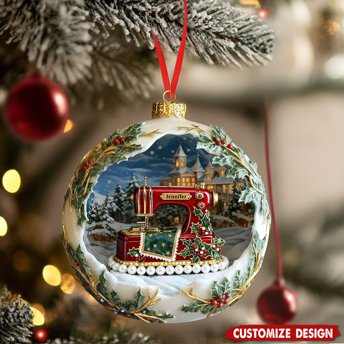 Antique Sewing Machine Ornament - Personalized Gifts For Sewing