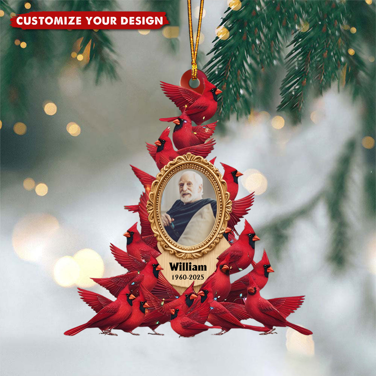 Whispers Of Heaven - Personalized Cardinal Memorial Photo Acrylic Ornament