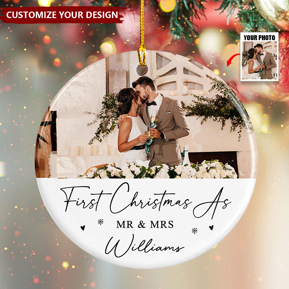 Personalised 1st Christmas as Mr and Mrs Ceramic Ornament