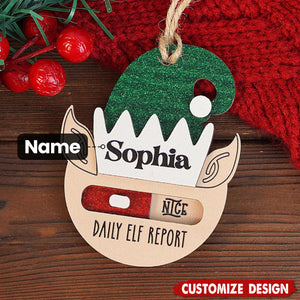 Personalized Daily Elf Report Christmas Ornament - Gift for Kids