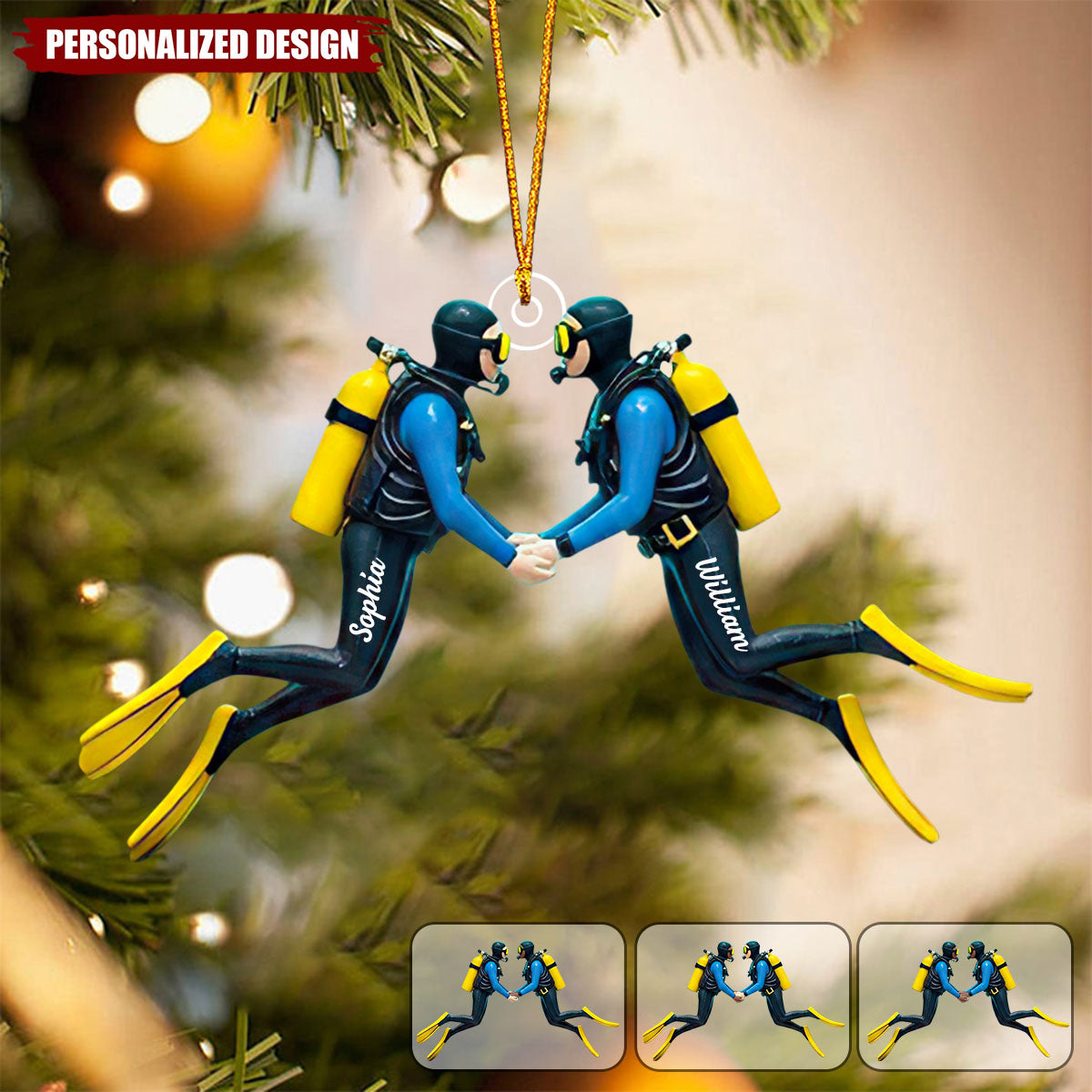 Personalized Scuba Diving Couple Acrylic Ornament Gifts For Couple
