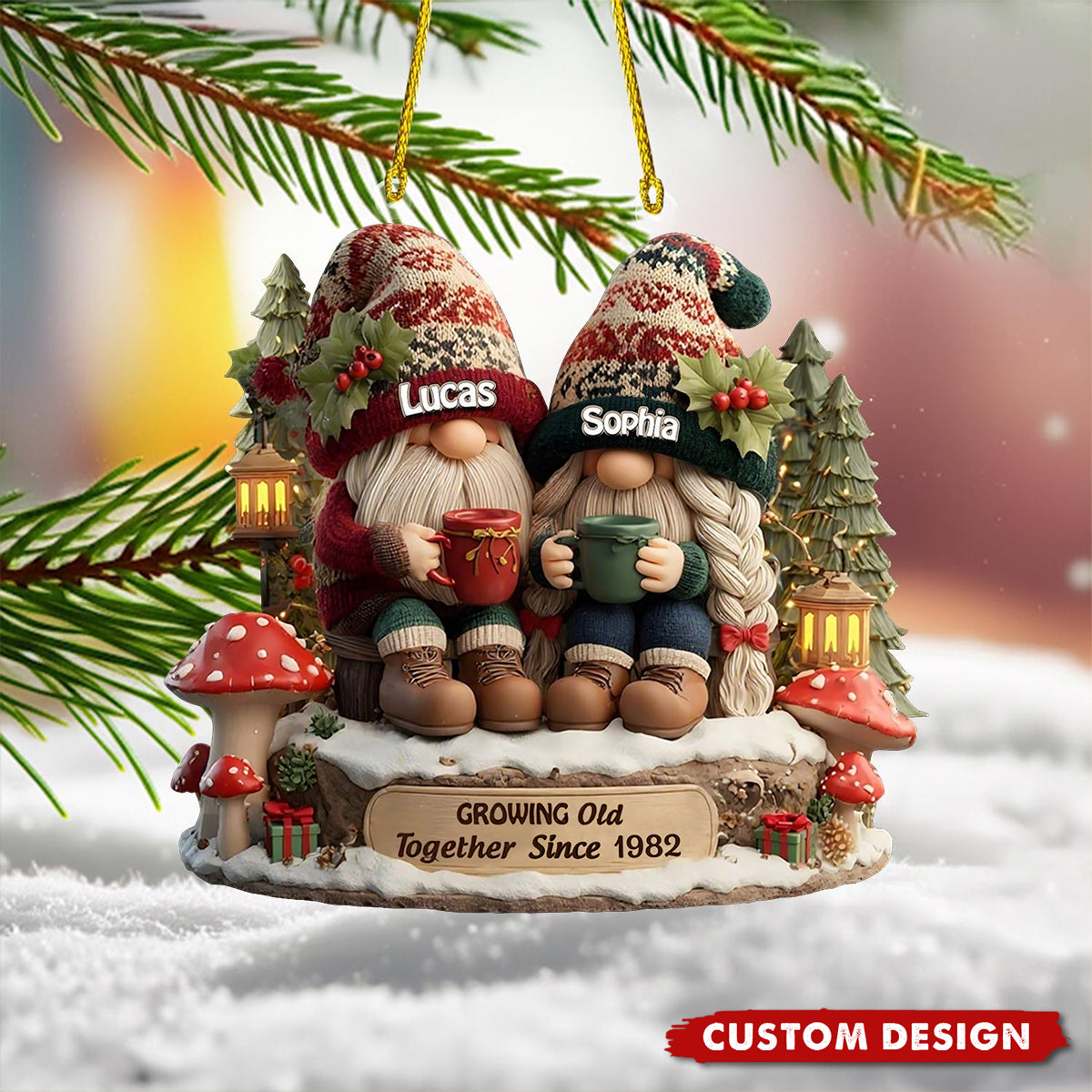 Personalized Growing Old Together Couple Christmas Ornament, Custom Couple Decor, Anniversary for Husband Wife