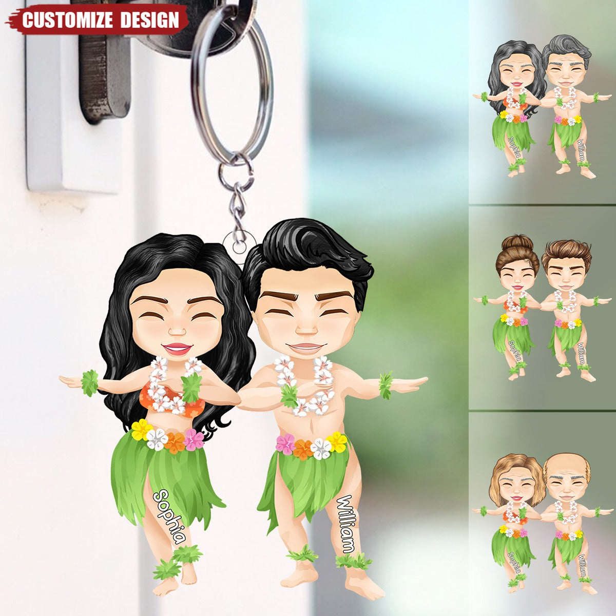Personalized Oasis Aloha Hawaiian Couple Keychain - facamart