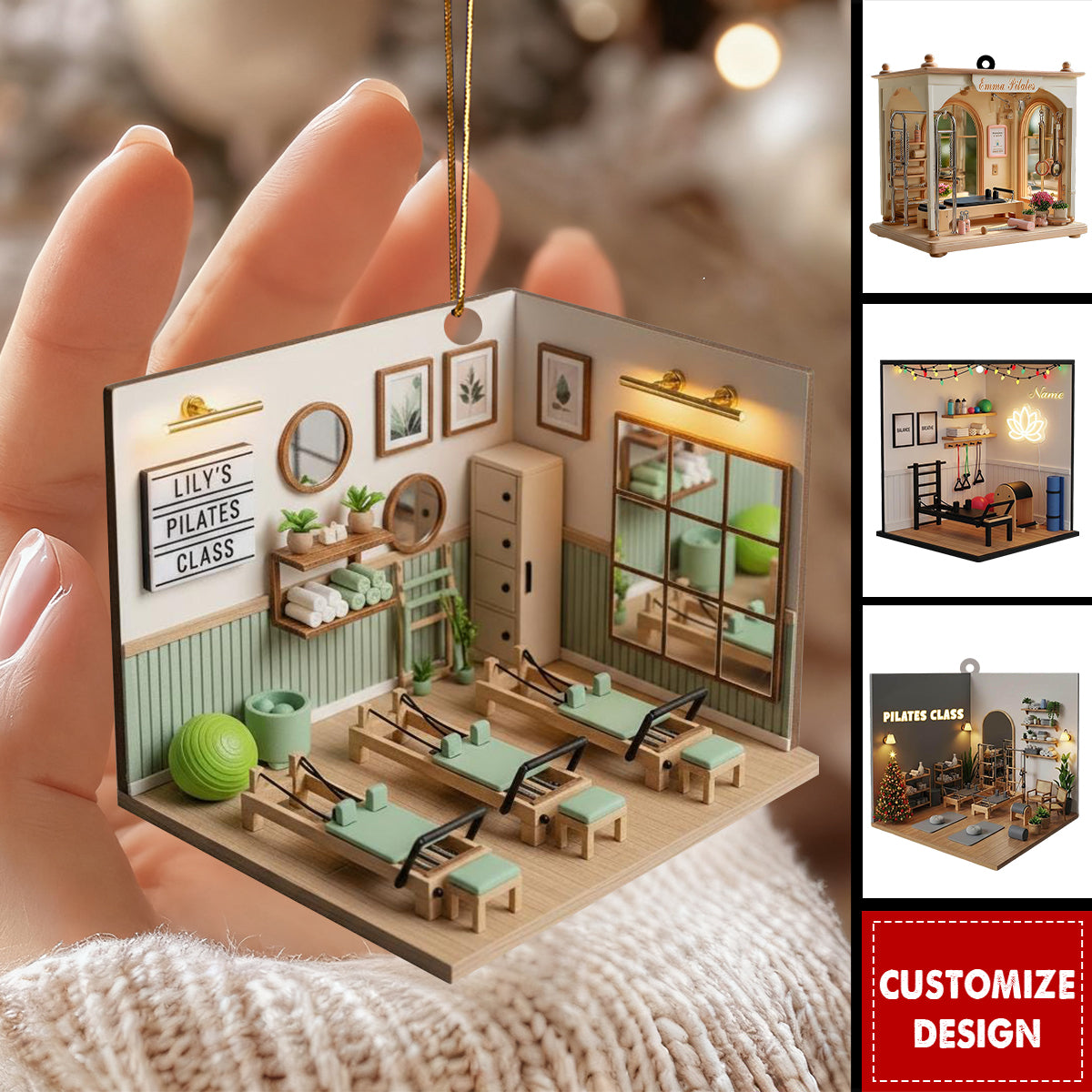 Personalized Pilates Studio Christmas Ornament Gift For Pilates Teacher Or Enthusiast