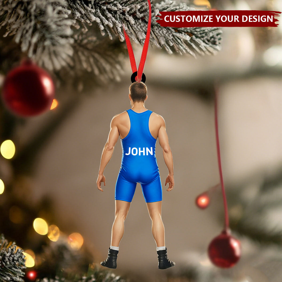 Personalized Wrestler Christmas Ornament, Custom Wrestler Singlet Ornament with Name