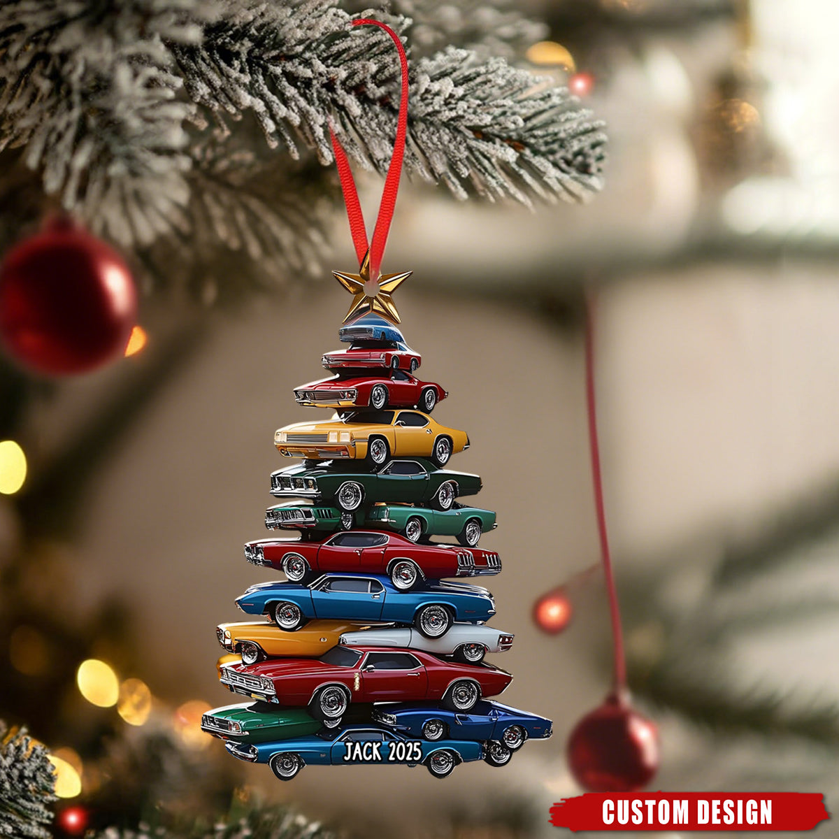 Personalized Car Stack Christmas Ornament - Gift For Car Lover