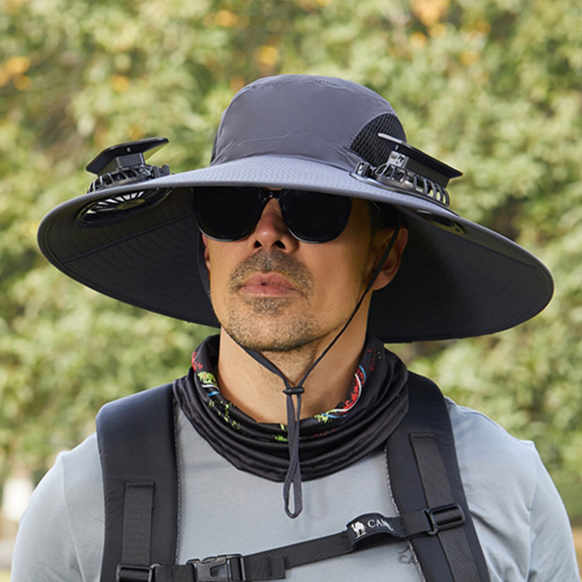 Wide Brim Solar Fan Outdoor Fishing Hat-Solar & USB Charging - Father's Day Gift