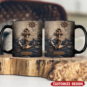 Nautical Anchor Vintage Nautical Map Fragment Personalized Coffee Mug