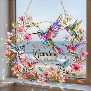 Personalized Hummingbird Suncatcher - Gift For Mom Grandma