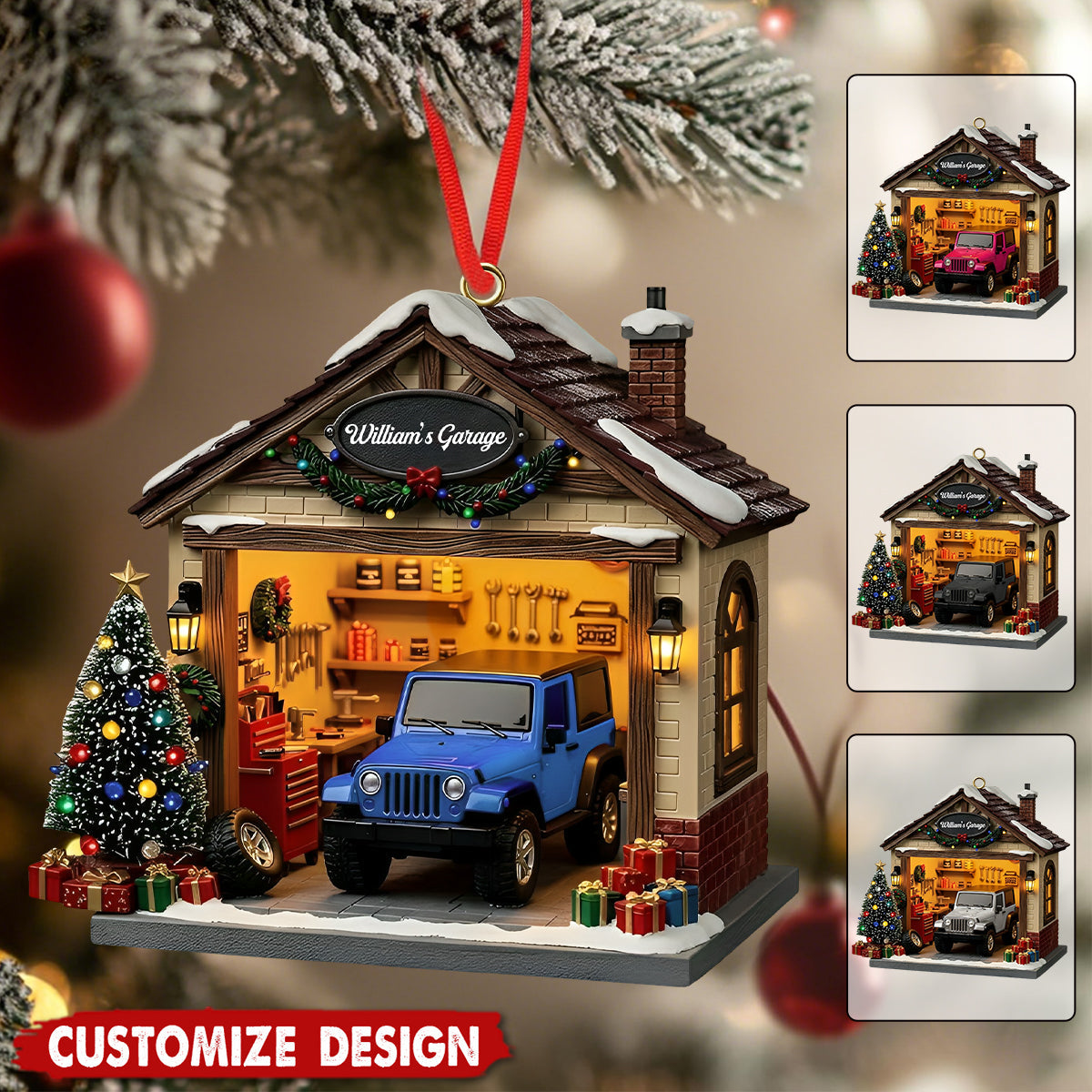 Personalized Garage Christmas Ornament - Gift For Car Enthusiasts