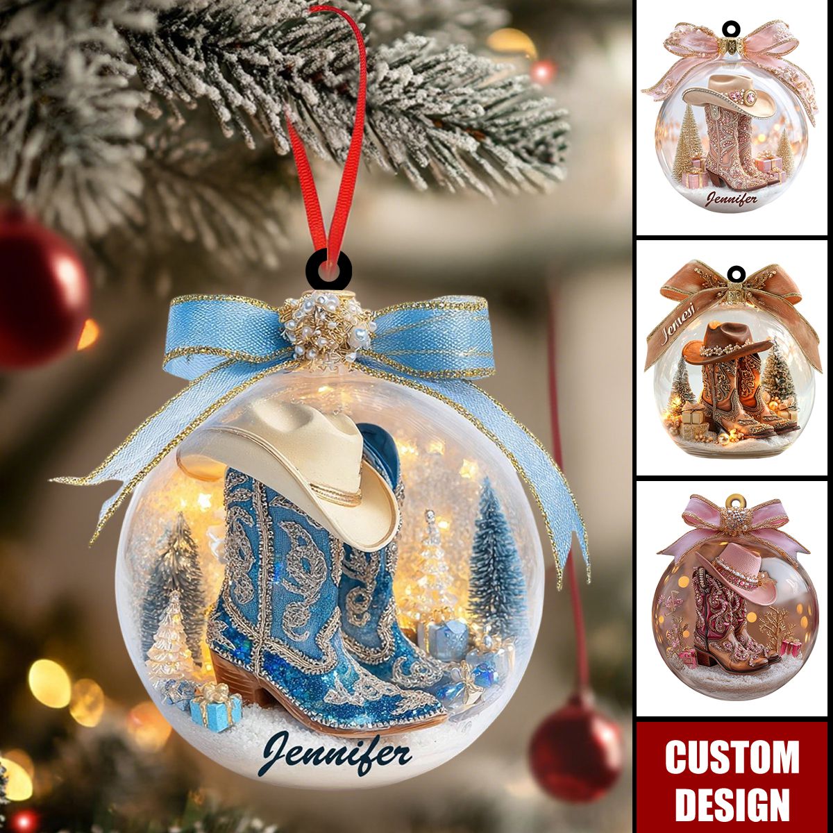 Personalized Cowgirl Boots Acrylic Ornament-Gifts for Cowboy Cowgirl
