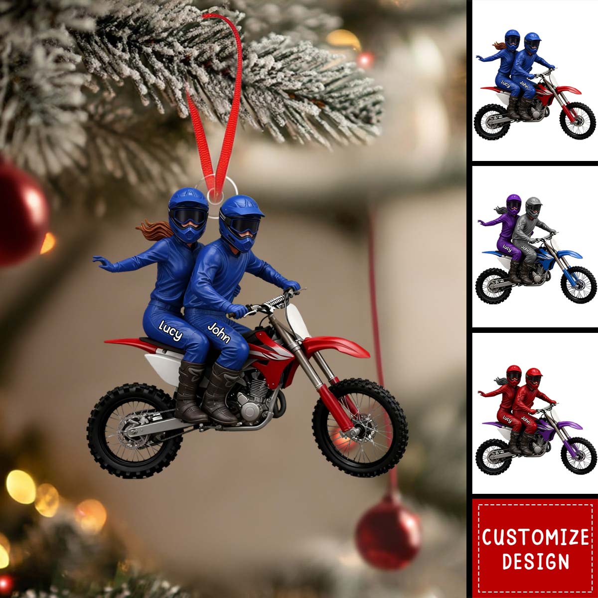 Personalized Motocross Couple Ornament