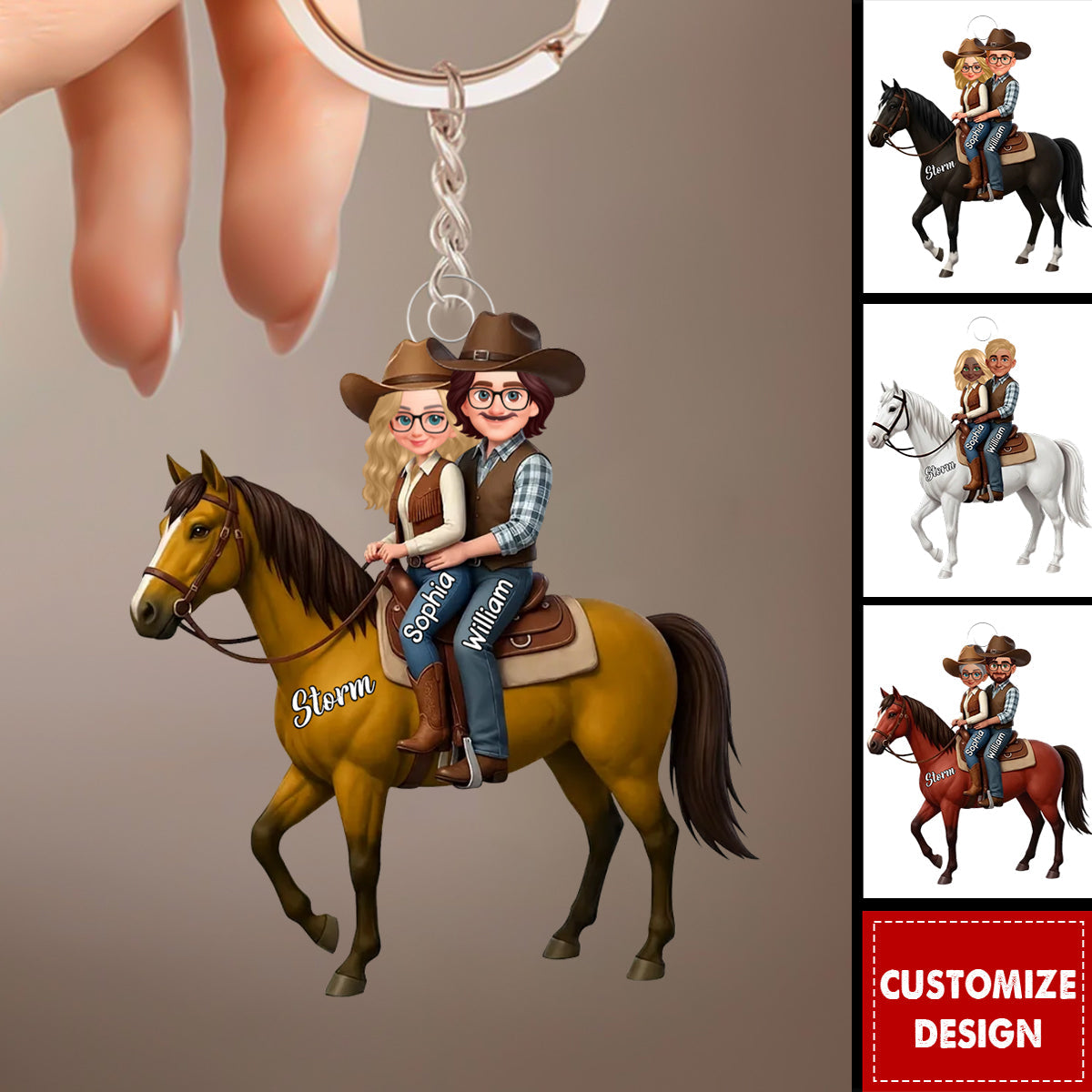 Personalized Horse Couple Acrylic Keychain - Gift For Couple, For Horse Lovers
