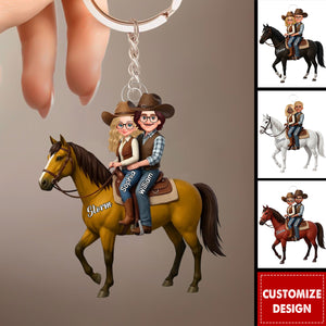 Personalized Horse Couple Acrylic Keychain - Gift For Couple, For Horse Lovers