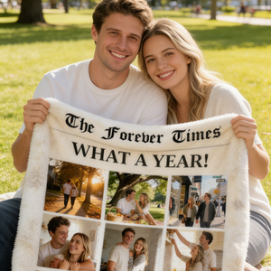 Personalized What A Year Newspaper Couple Blanket