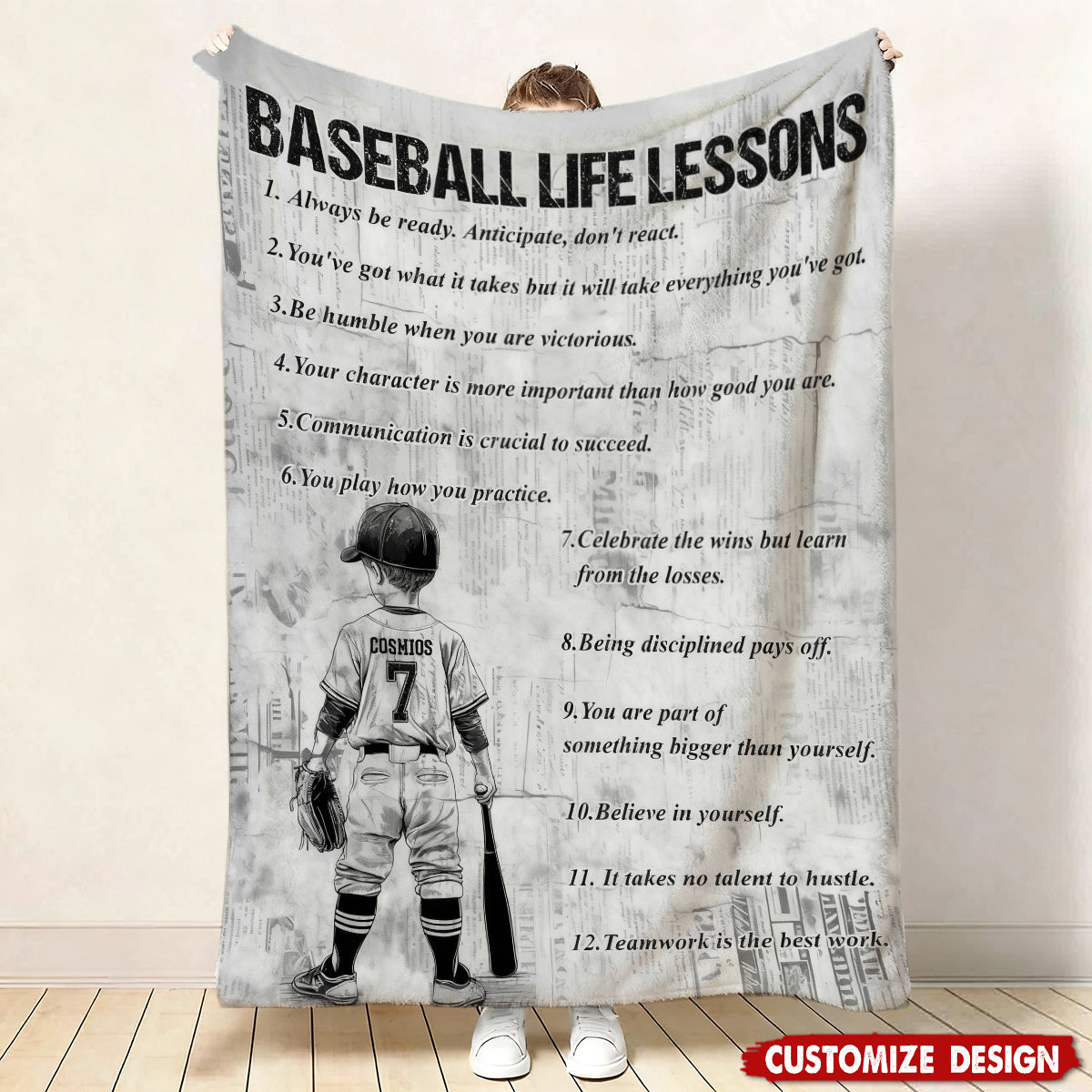 Baseball Life Lessons - Personalized Baseball Fleece Blanket