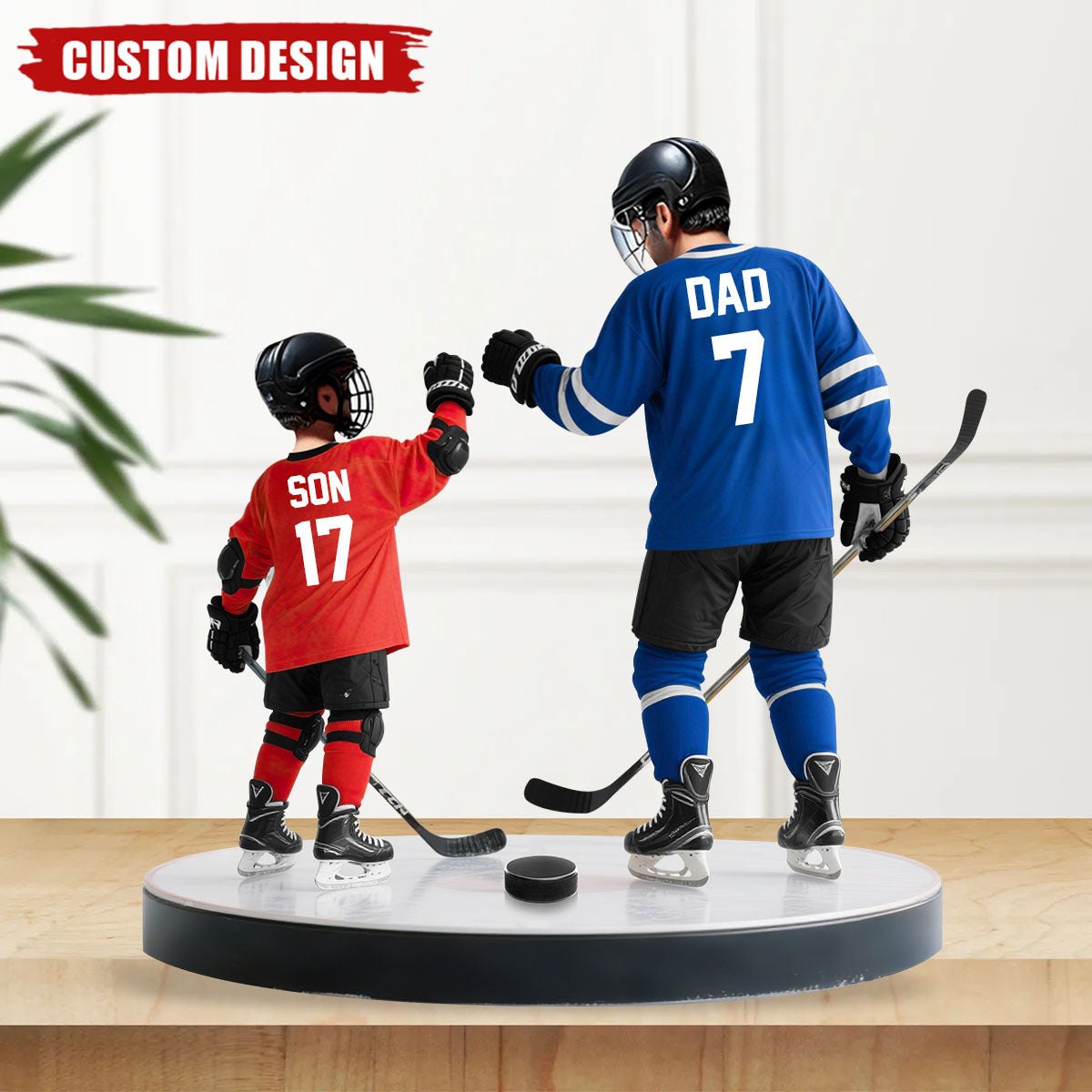 Ice Hockey Dad And Kid - Personalized Acrylic Plaque, Father's Day Gift for Dad, Gift for Husband