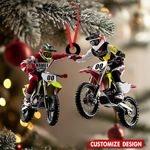 Personalized Motocross Partner Christmas Ornament -  Gift For Motorbike Driver