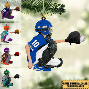 Personalized Baseball Kid Acrylic Ornament - Gift For Baseball Lovers