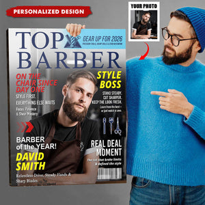 Personalized Barber Magazine Cover Poster - Gift For Barber