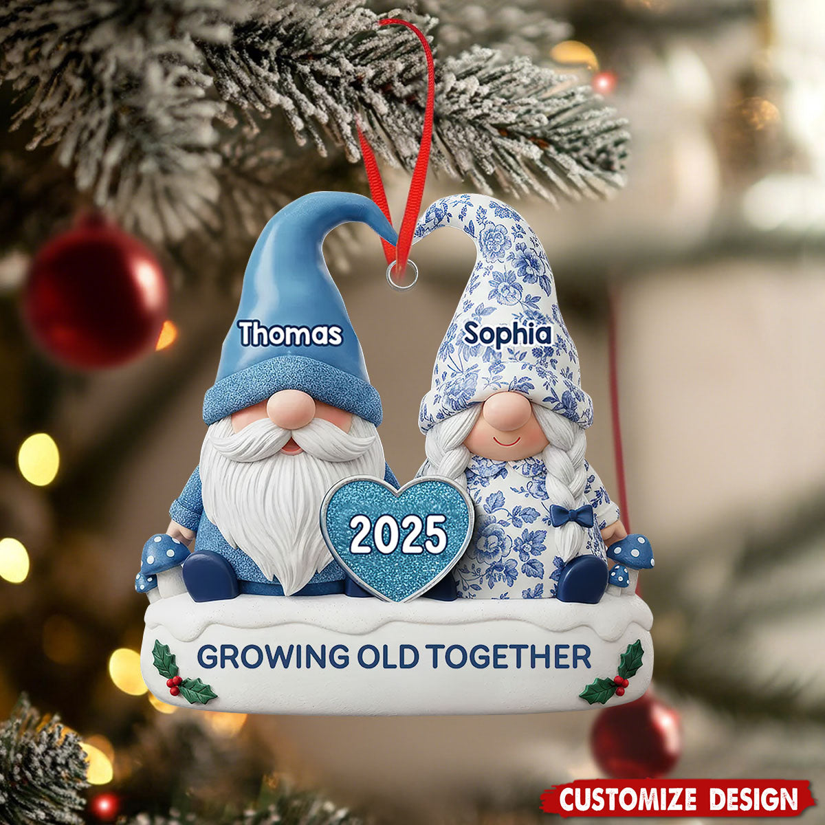 Personalized Old Couple Christmas Ornament