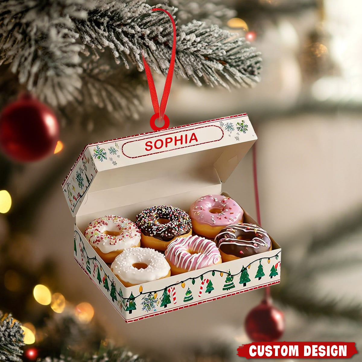 Personalized Donut Christmas Tree Ornament