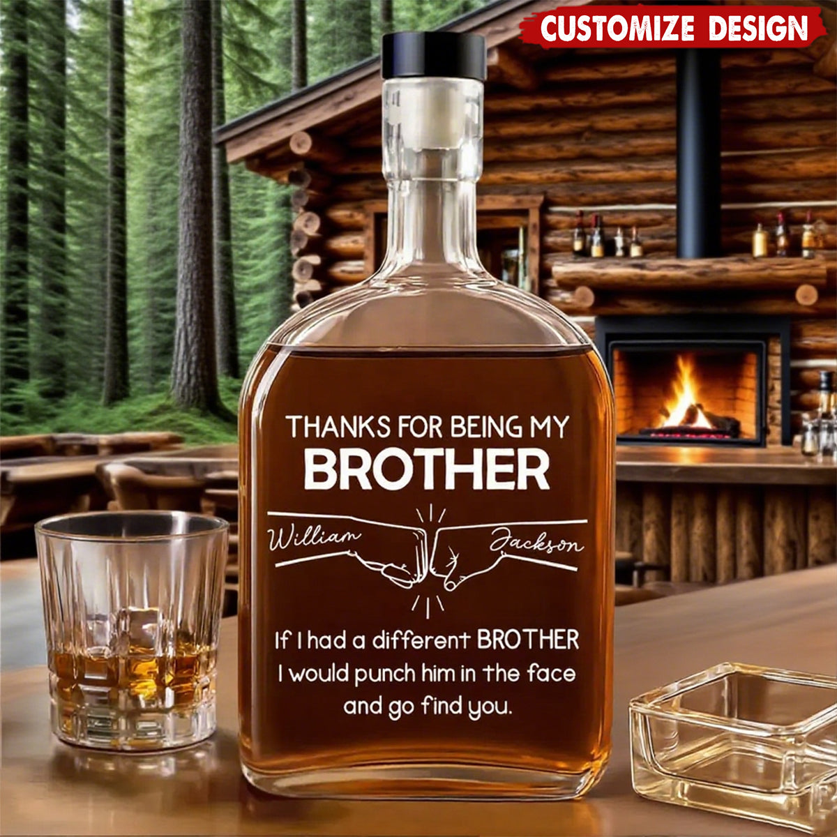 Thanks For Being My Brother - Personalized Spirits Decanter