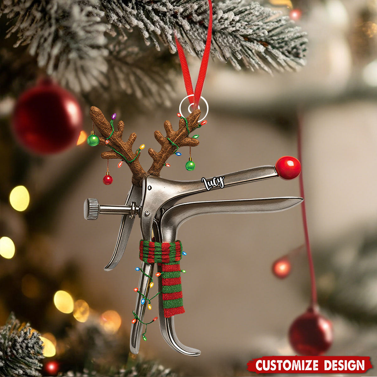 Personalized Funny Speculum Reindeer Christmas Ornament