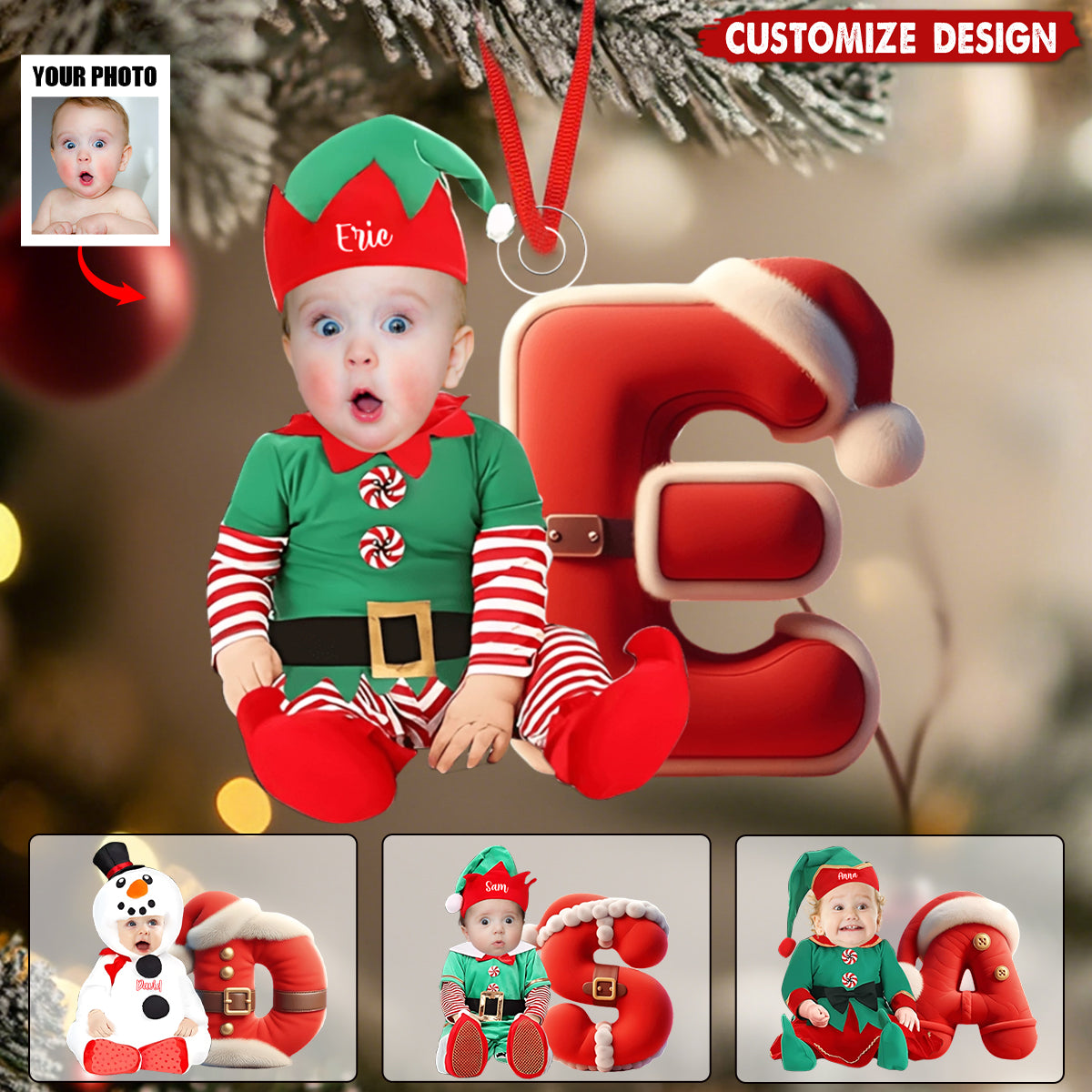 Merry Xmas - Personalized Kid Transparent Ornament - Gift For Boy,Girl,Baby