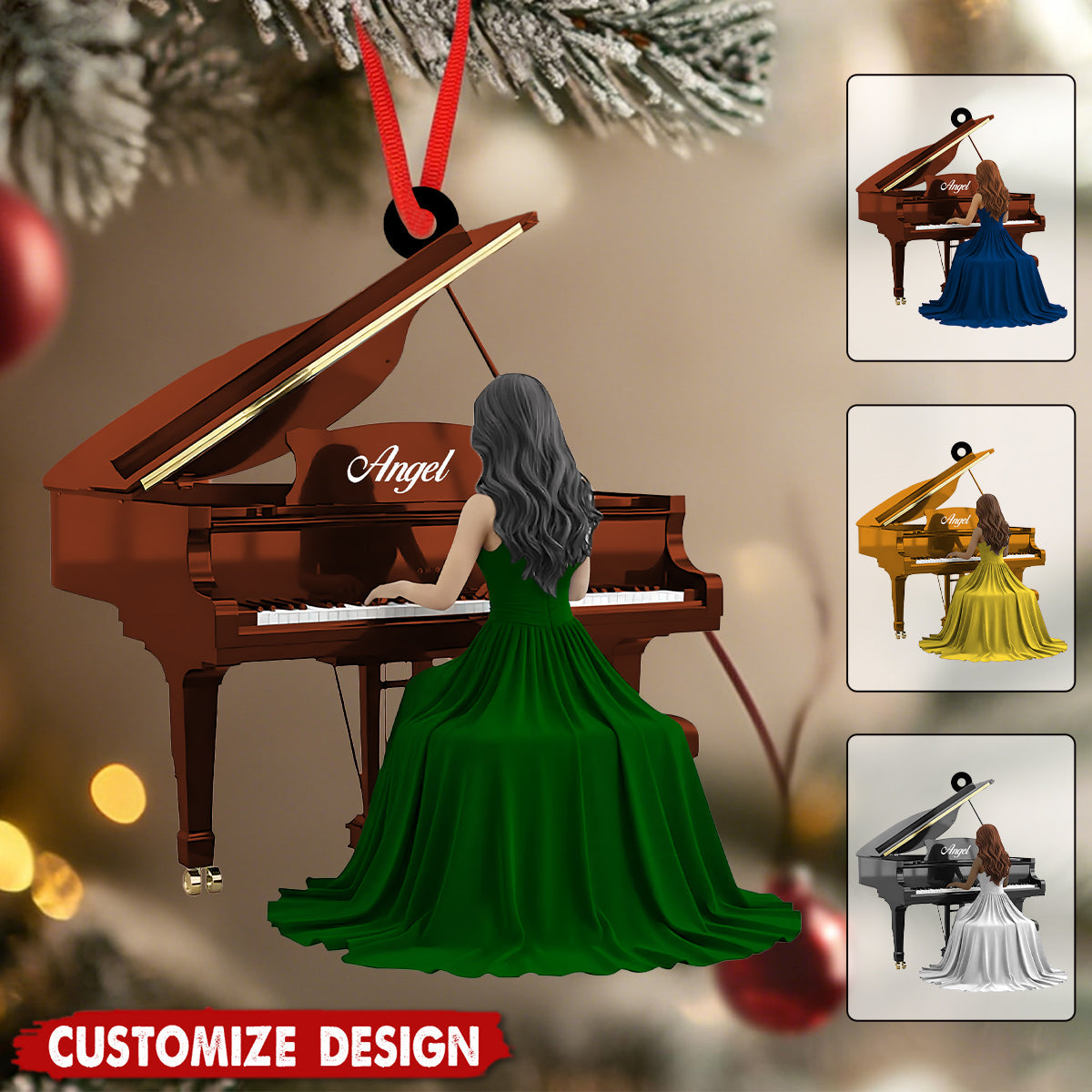 Personalized Piano Christmas Ornament - Gift for Girl Pianist And Player Music Lover