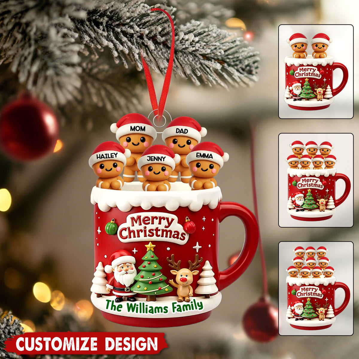 Personalized Ginger Family Acrylic Ornament - Gift For Your Family