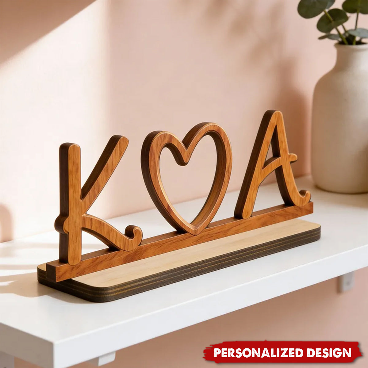 Couple Initials Heart-Personalized Wooden Plaque-Valentine's Day Gift