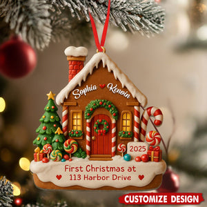 Personalized New Home Gingerbread Christmas Acrylic Ornament