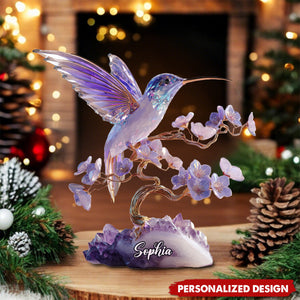 Stunning Amethyst Styled Hummingbird-Personalized Hummingbird Acrylic Plaque