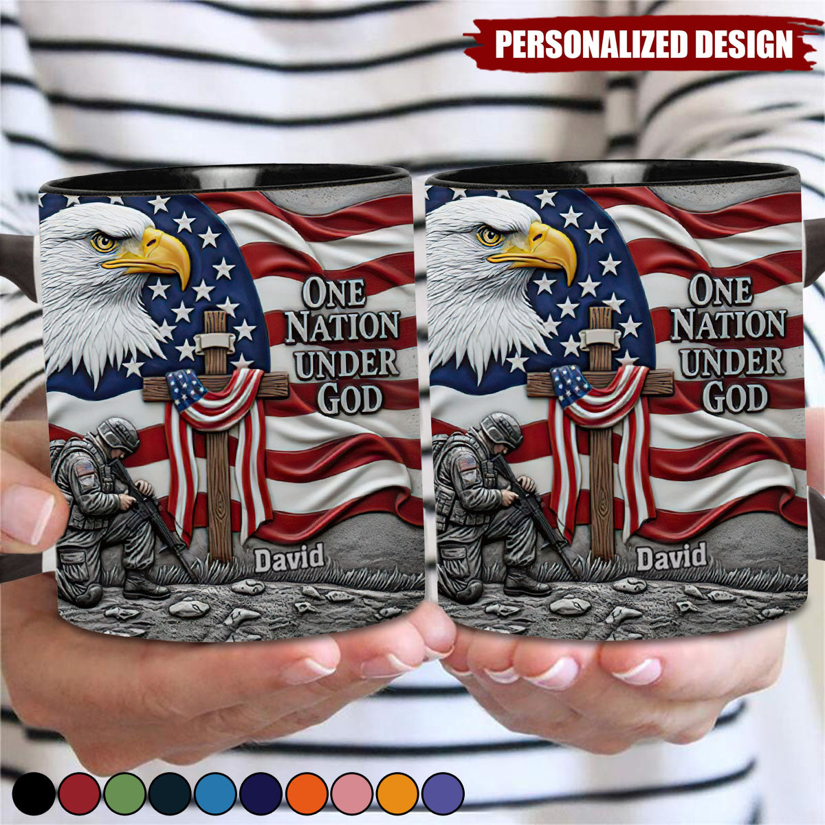 One Nation Under God-Personalized Bald Eagle Accent Mug
