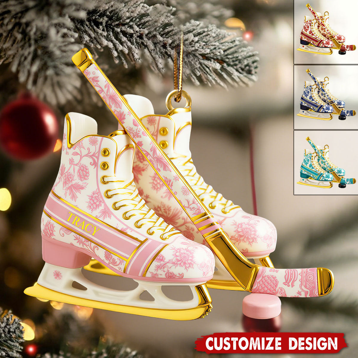 Personalized Classic Ice Hockey Christmas Ornament - Gift For Ice Hockey Lover