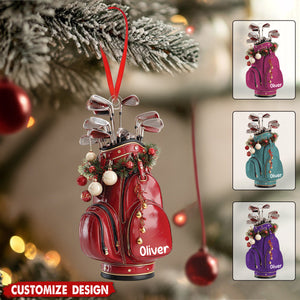 Personalized Golf Bag Christmas Ornament: Custom Name