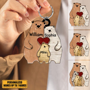Family Bears Personalized Acrylic Keychain - Gift For Family Member