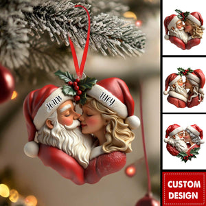 Personalized Romantic Santa Couple Christmas Ornament - Gift For Couple