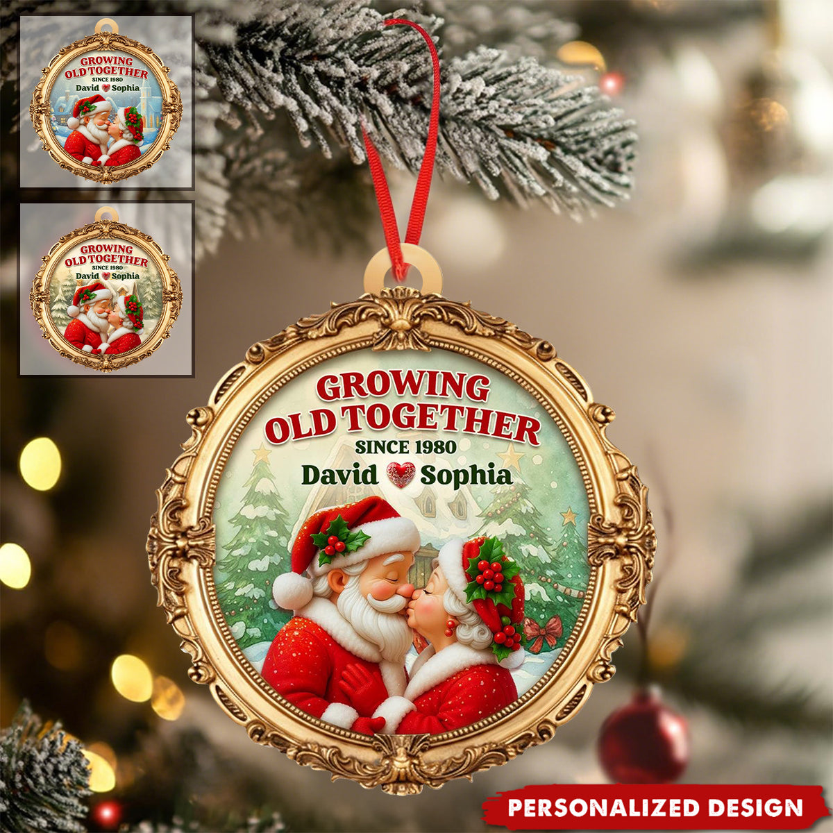 Growing Old Together-Personalized Couple Christmas Ornament-Anniversary Gift