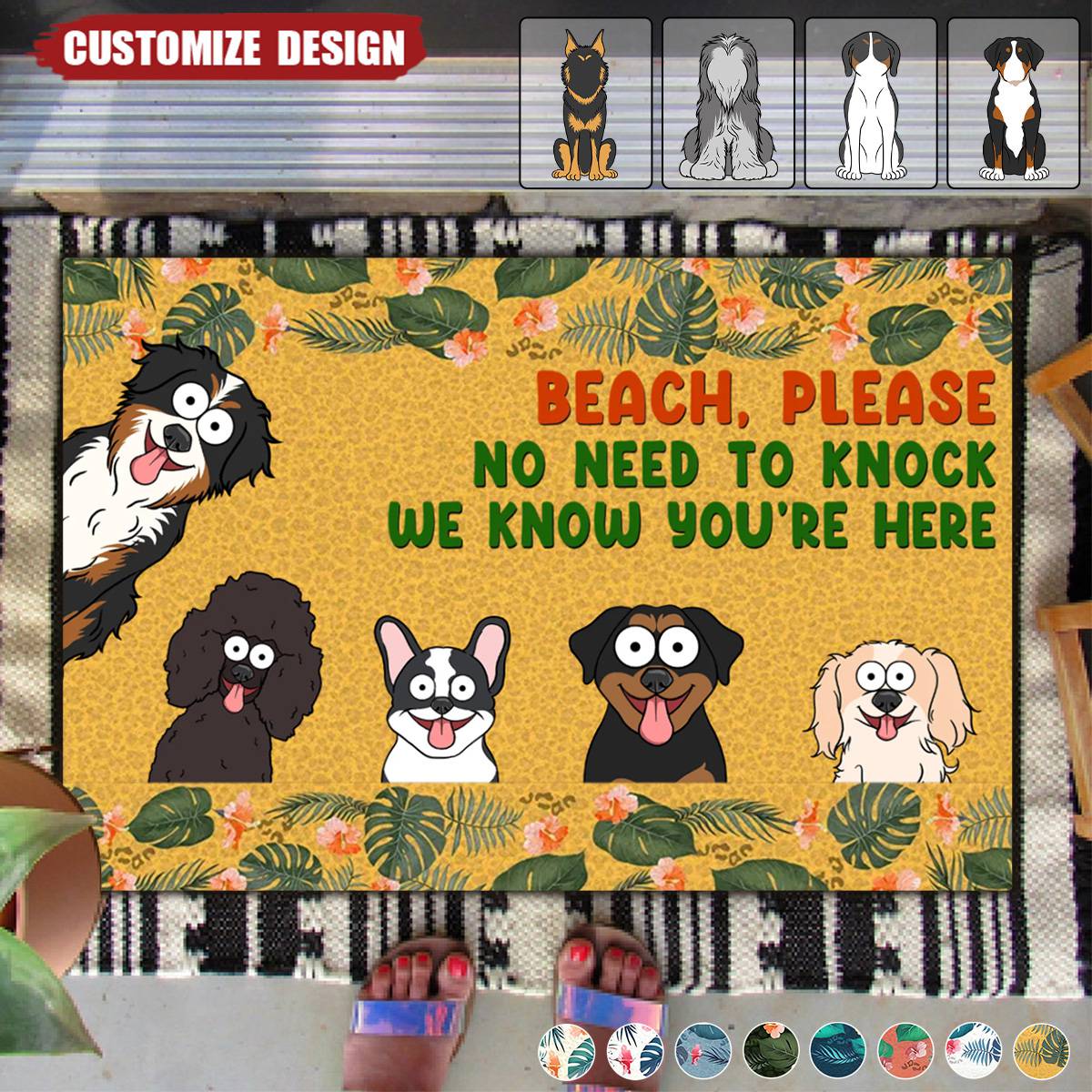 Dog Beach Please No Need To Knock - Personalized Doormat