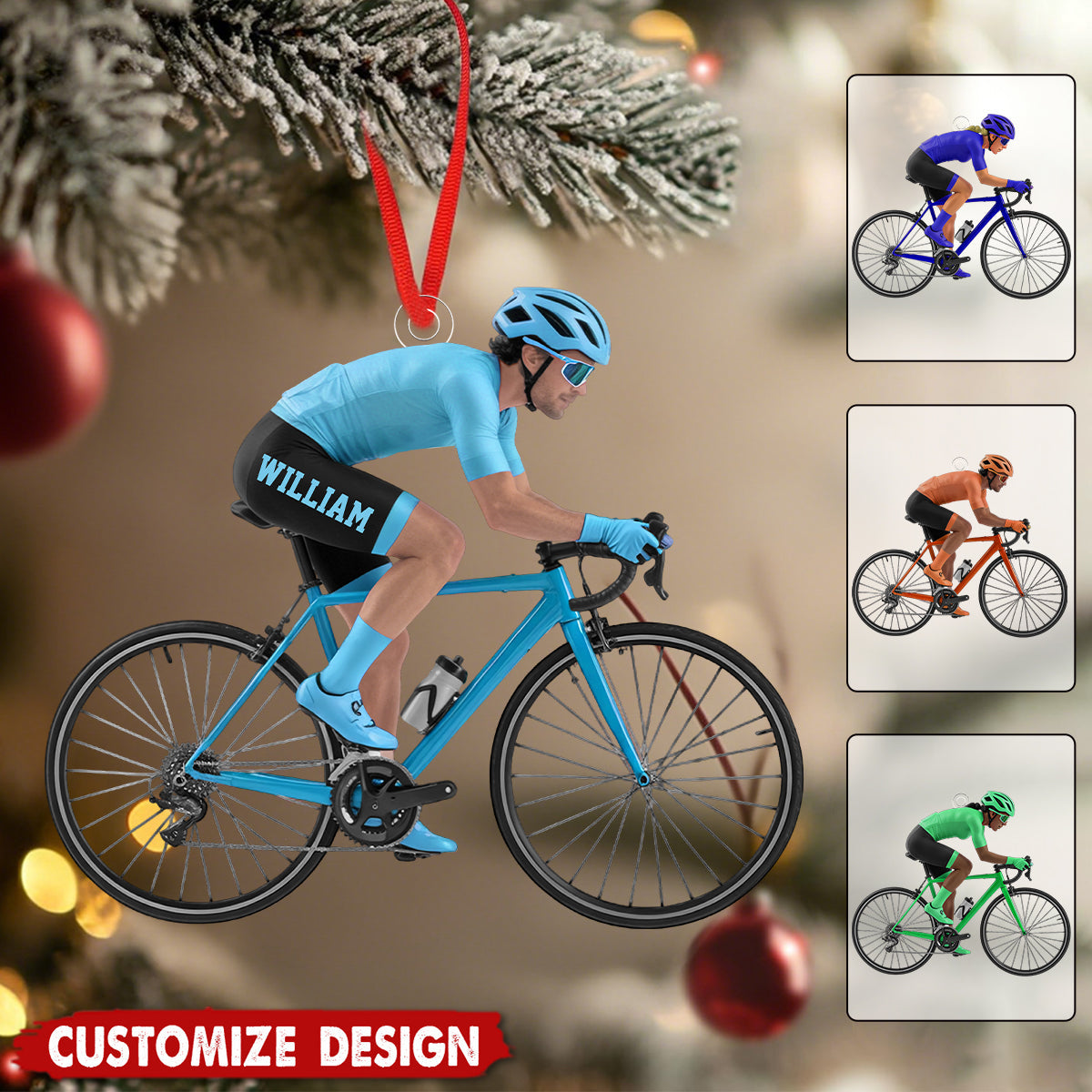 Personalized Road Bike Cyclist Christmas Ornament - Gift for Cycling Enthusiast