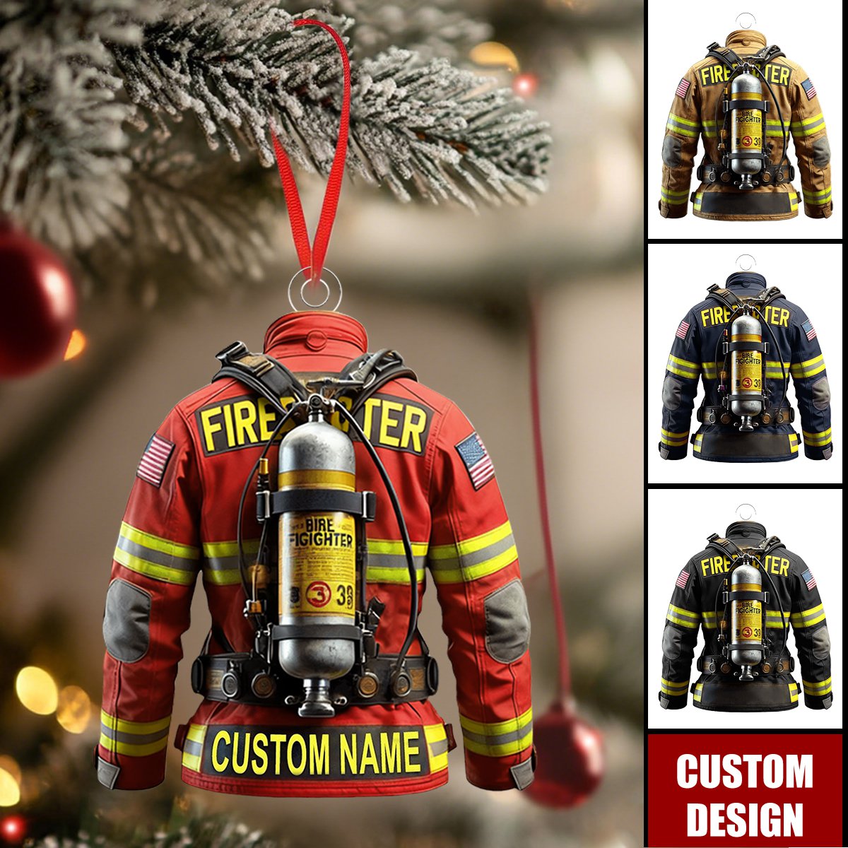 Christmas Personalized Firefighter Uniform Ornament - Gift For Firefighter