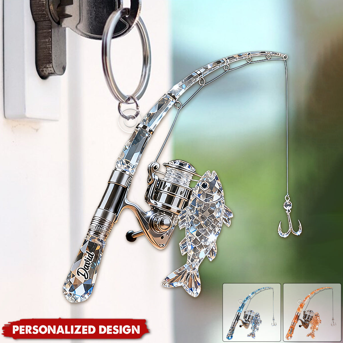 Personalized Fishing Rod Keychain Gift For Fishing Lover