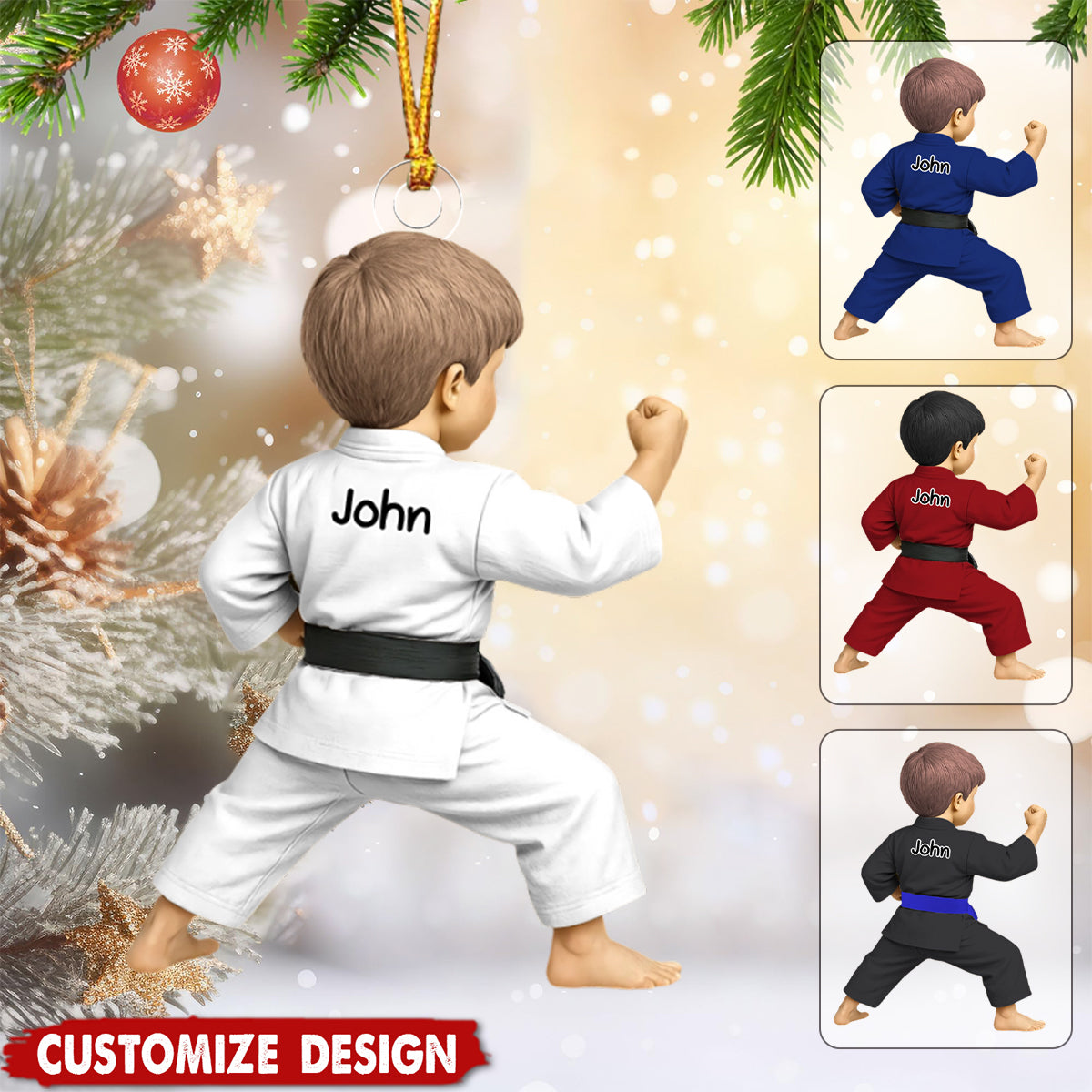 Personalized Kid Black Belt Acrylic Ornament - Jiu-Jitsu,Karate Gift