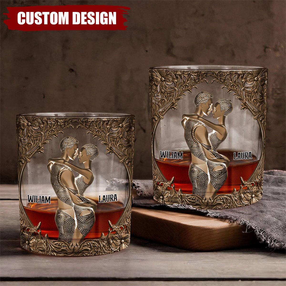You & Me - Personalized Couple Whiskey Glass