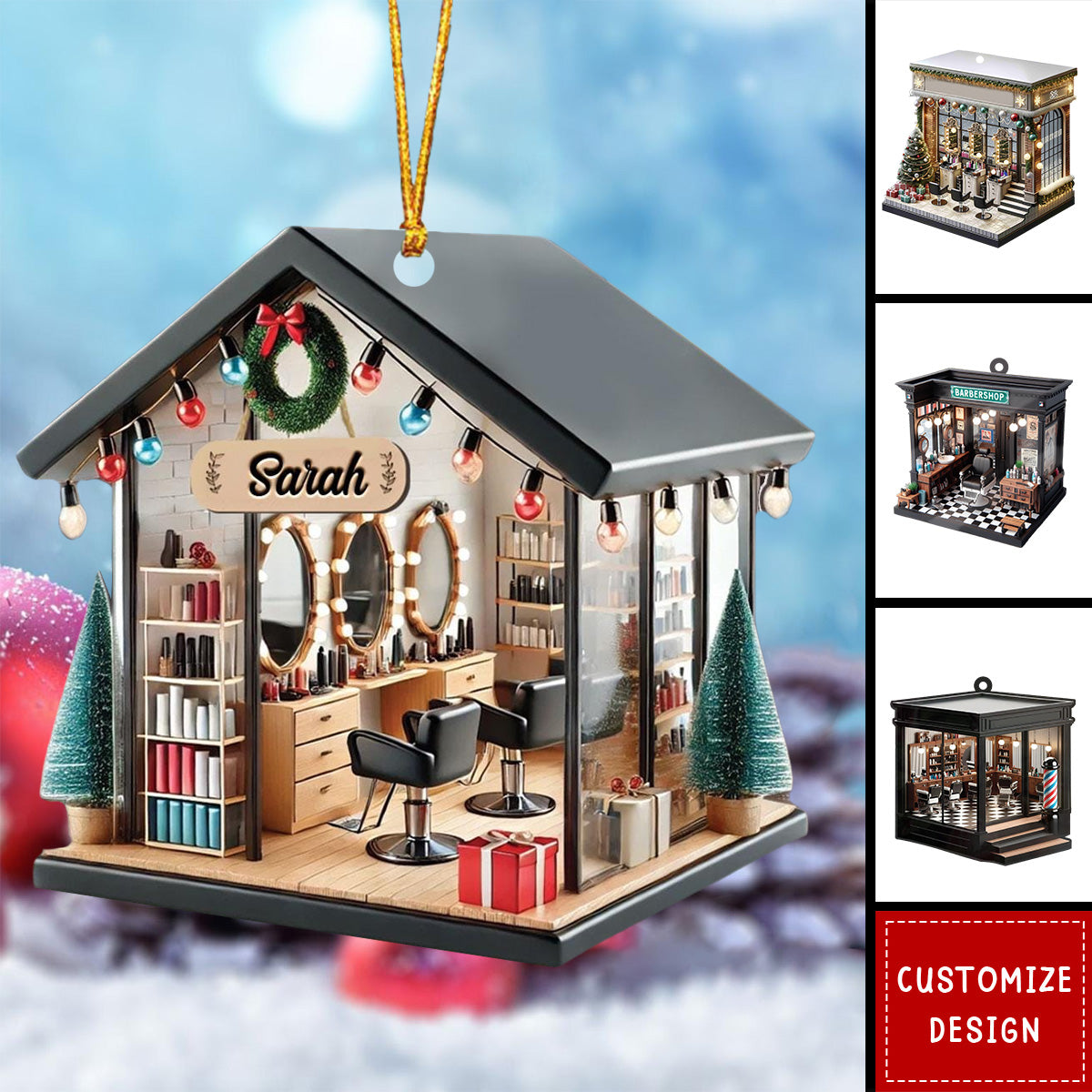 New Release Personalized Hair Salon Acrylic Ornament Gift For Hairdresser