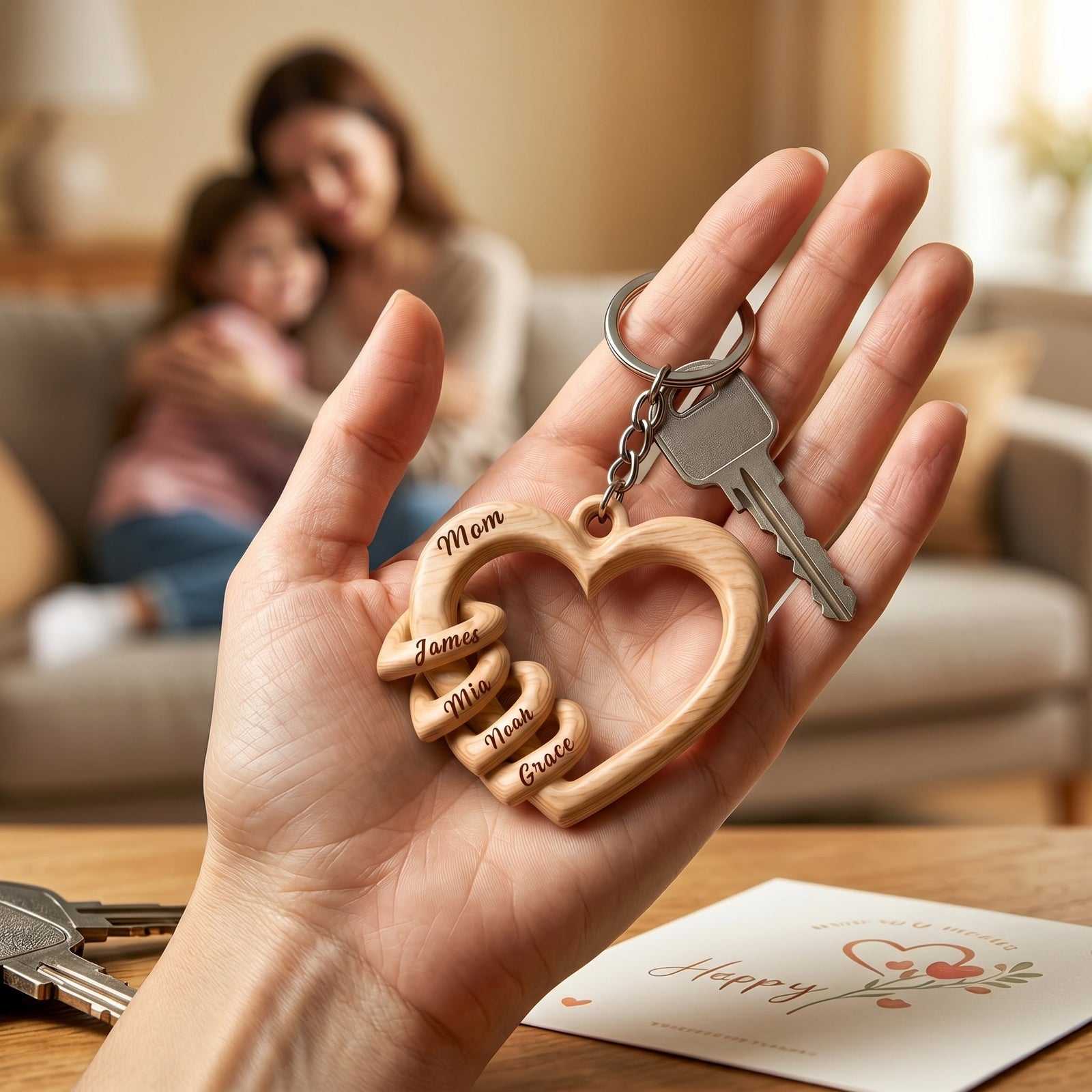 Personalized Family Heart Keychain-Perfect Gift For Mother's Day