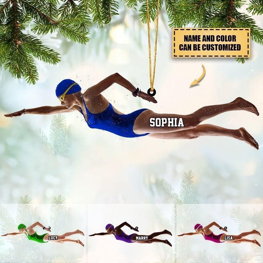 Personalized Female Swimmer Acrylic Ornament, Gift For Swimming Lovers/Swimmer